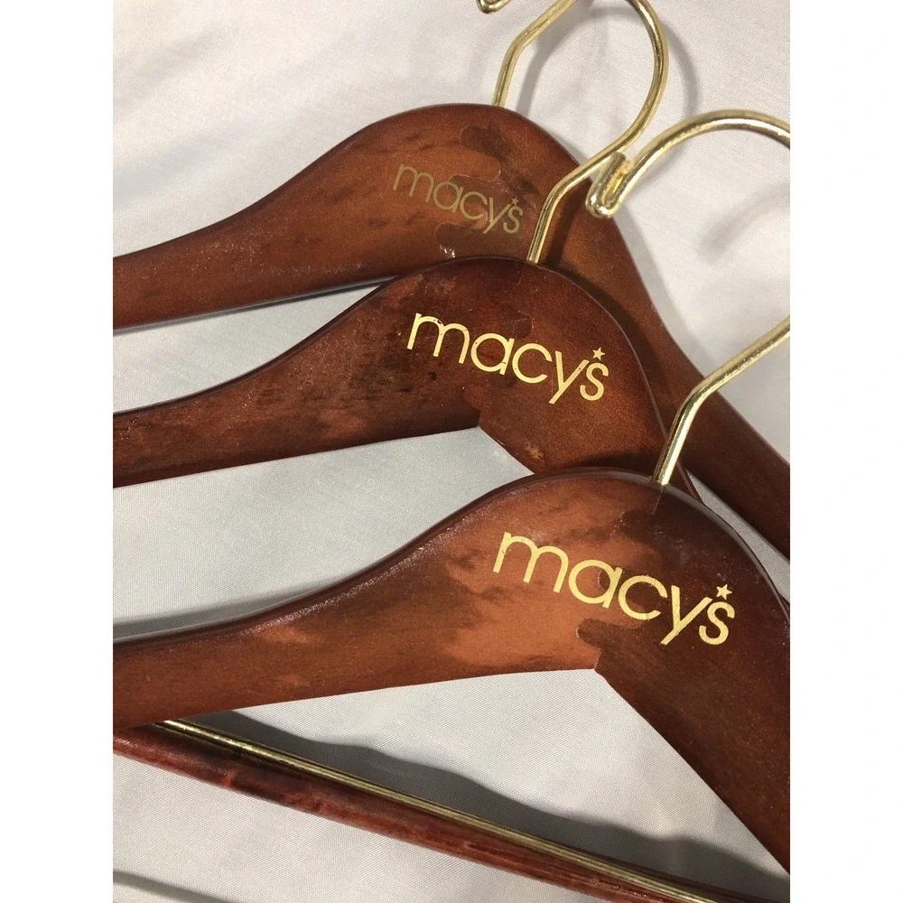 Macy's(3), Nordstrom(1) & Neiman Marcus(1) & 1 unbranded Wooden Hangers Lot of 6